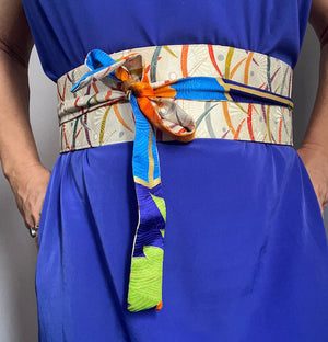 Reversible Wide Kimono Belt Tsuru 5686 & 5550