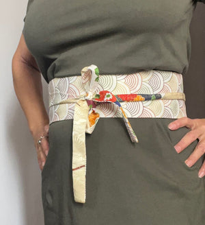 Reversible Wide Kimono Belt Seigaiha 5086 & 4466