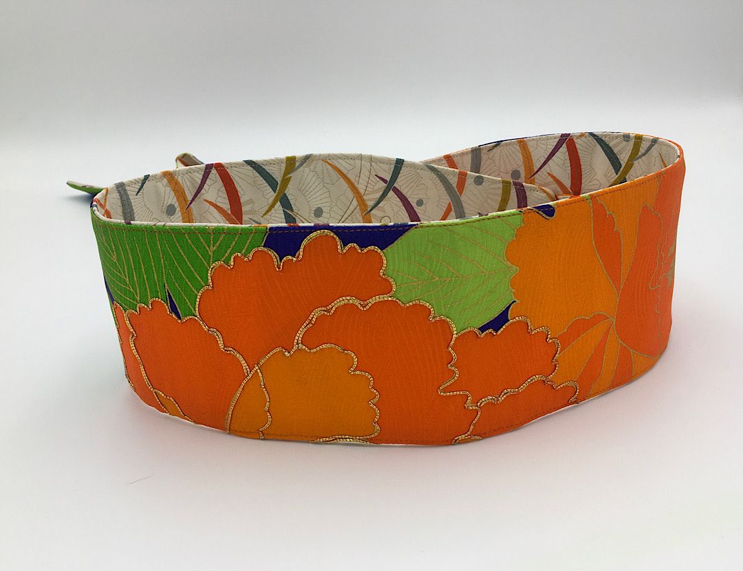Reversible Wide Kimono Belt Tsuru 5686 & 5550
