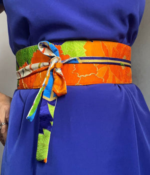 Reversible Wide Kimono Belt Tsuru 5686 & 5550