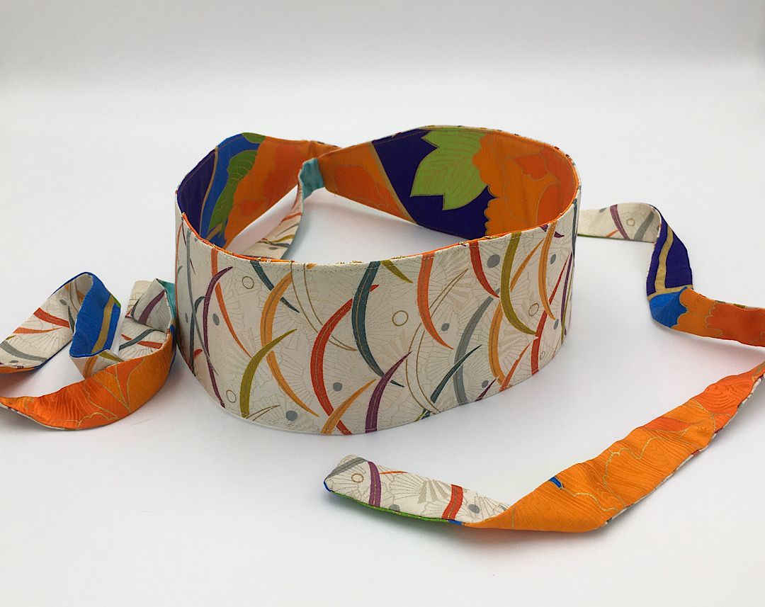 Reversible Wide Kimono Belt Tsuru 5686 & 5550