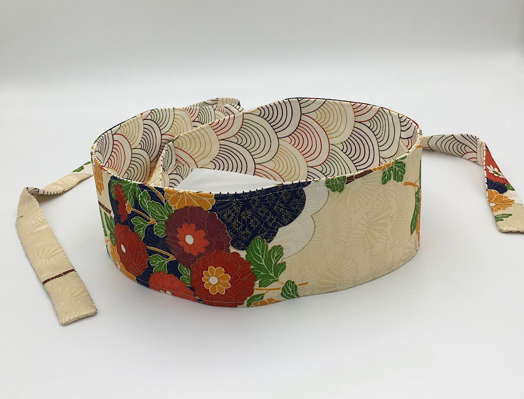 Reversible Wide Kimono Belt Seigaiha 5086 & 4466